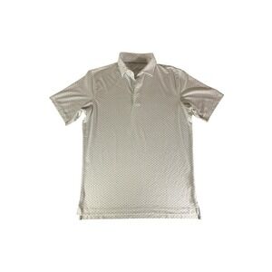 Johnnie O Shirt Adult Medium White Flag All Over Print Stretch Golf Polo Mens